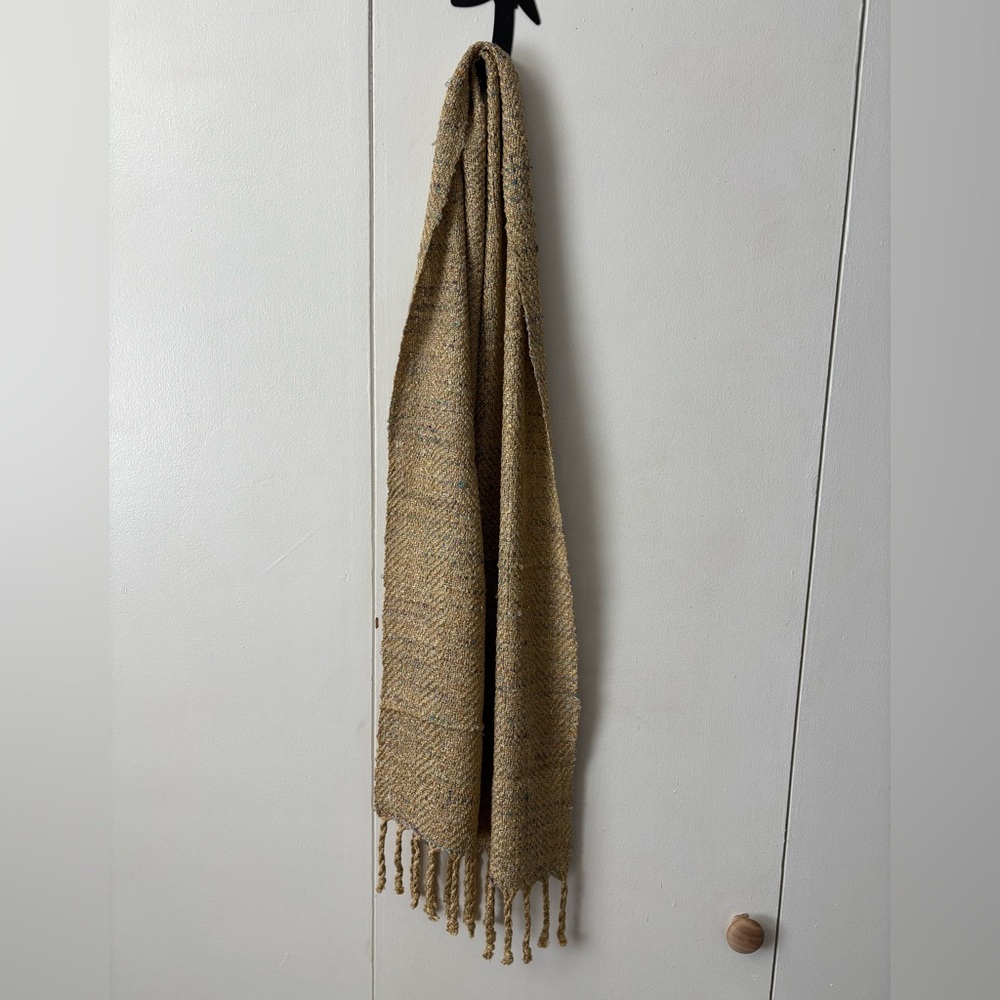 Gold Twill Fringed Scarf